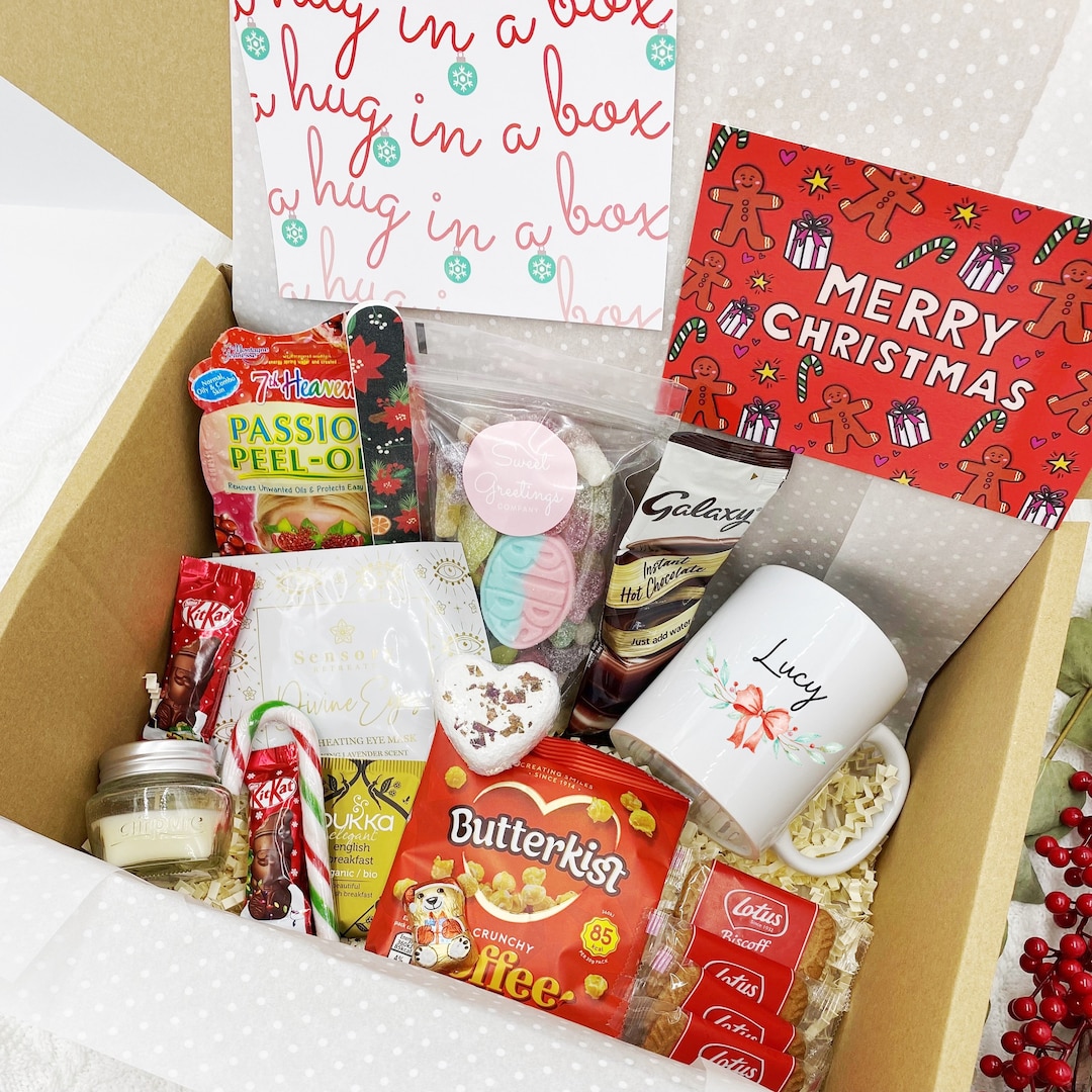 Christmas Treat Hamper Gift Box Personalised Mug, Present, Secret Santa
