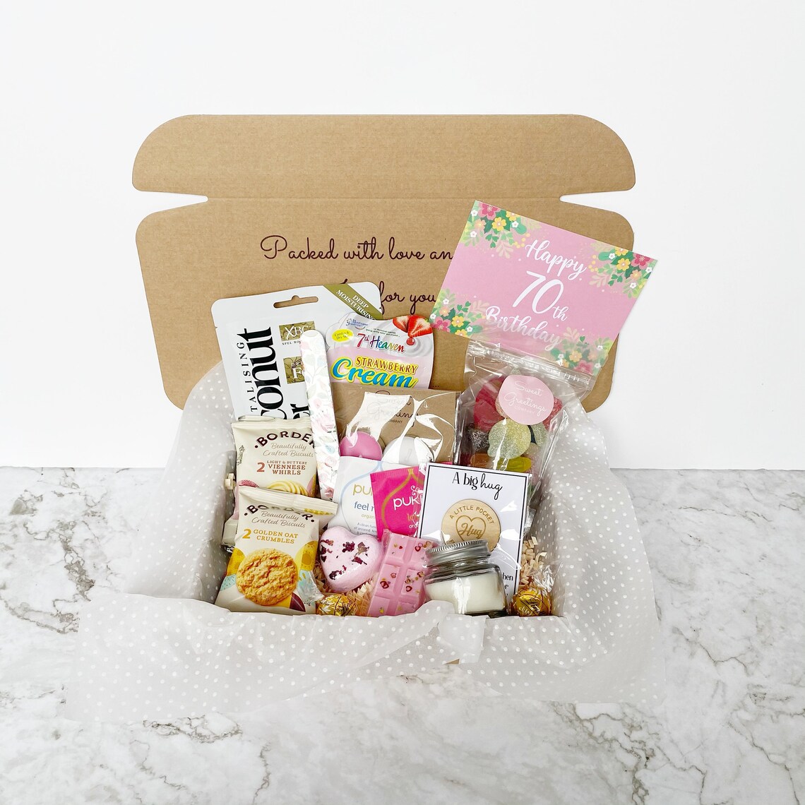 Happy 70th Birthday Pink Gift box Pamper Hamper Spa Kit Etsy
