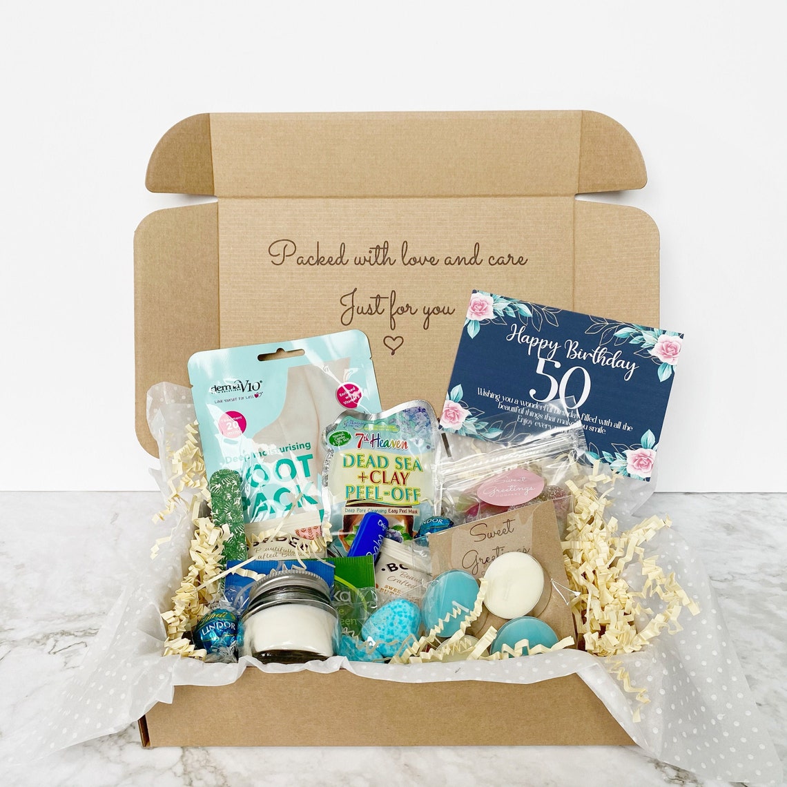 Happy 50th Birthday Gift box Pamper Hamper Spa Kit Care Etsy