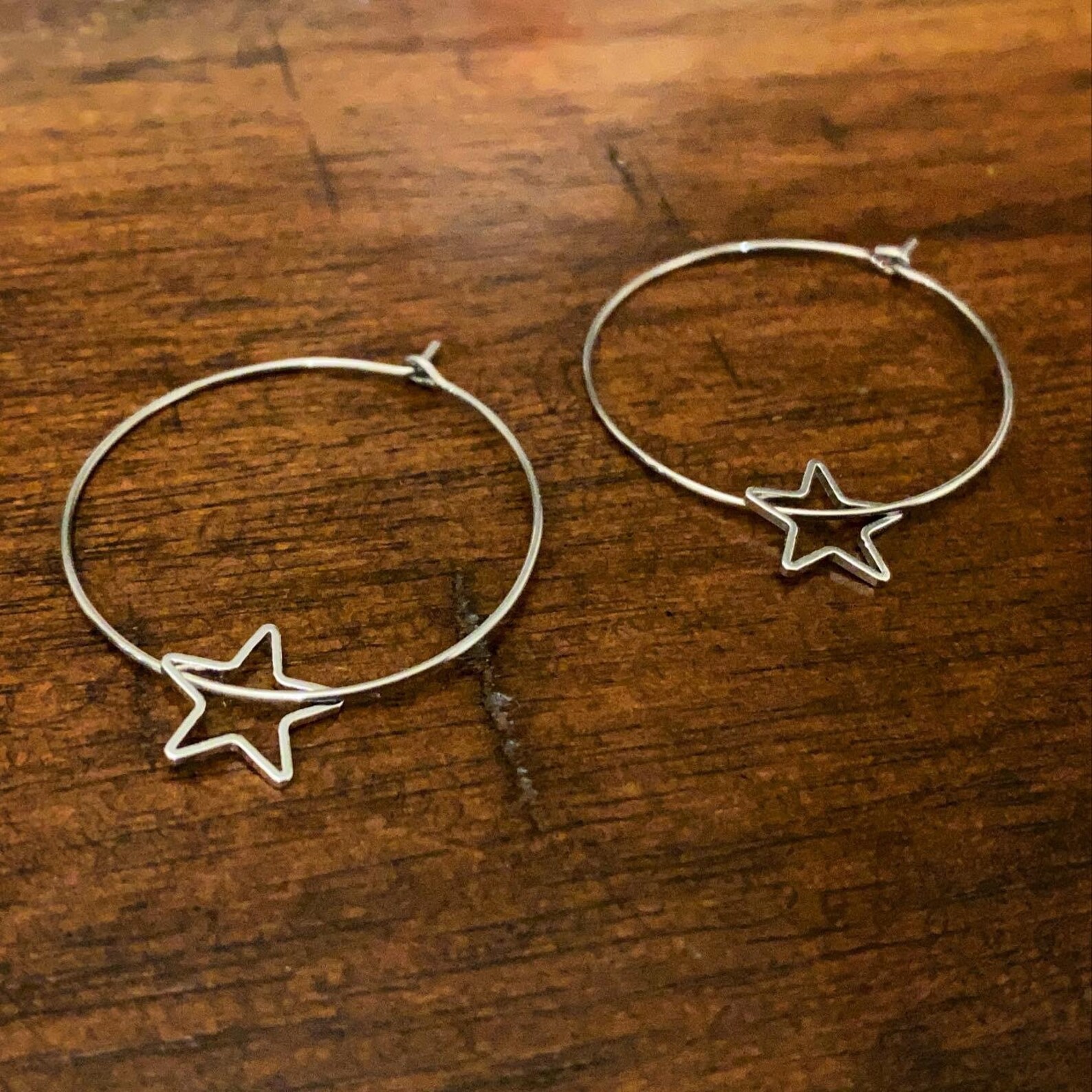 Silver Star Hoop Earrings | Etsy