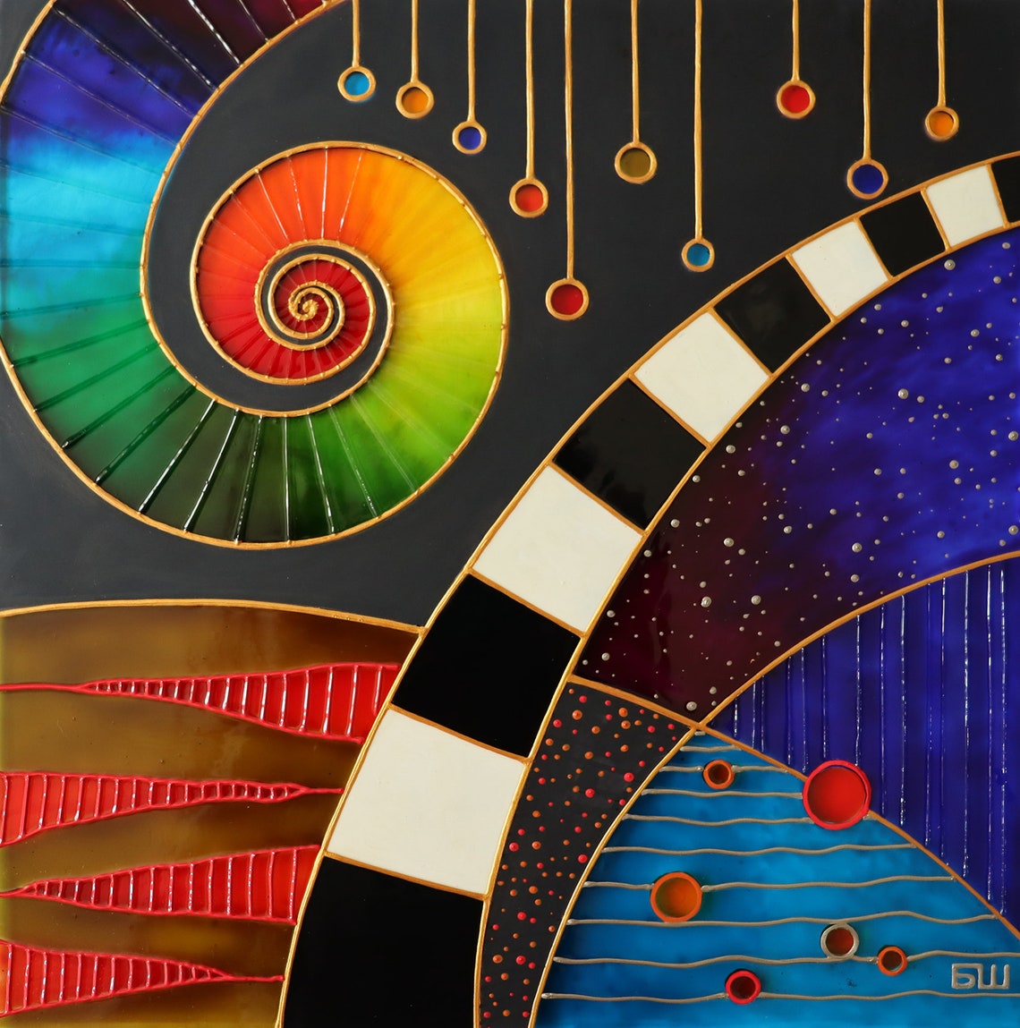 Espacio abstracto original pintado astronomía moderna pared Etsy