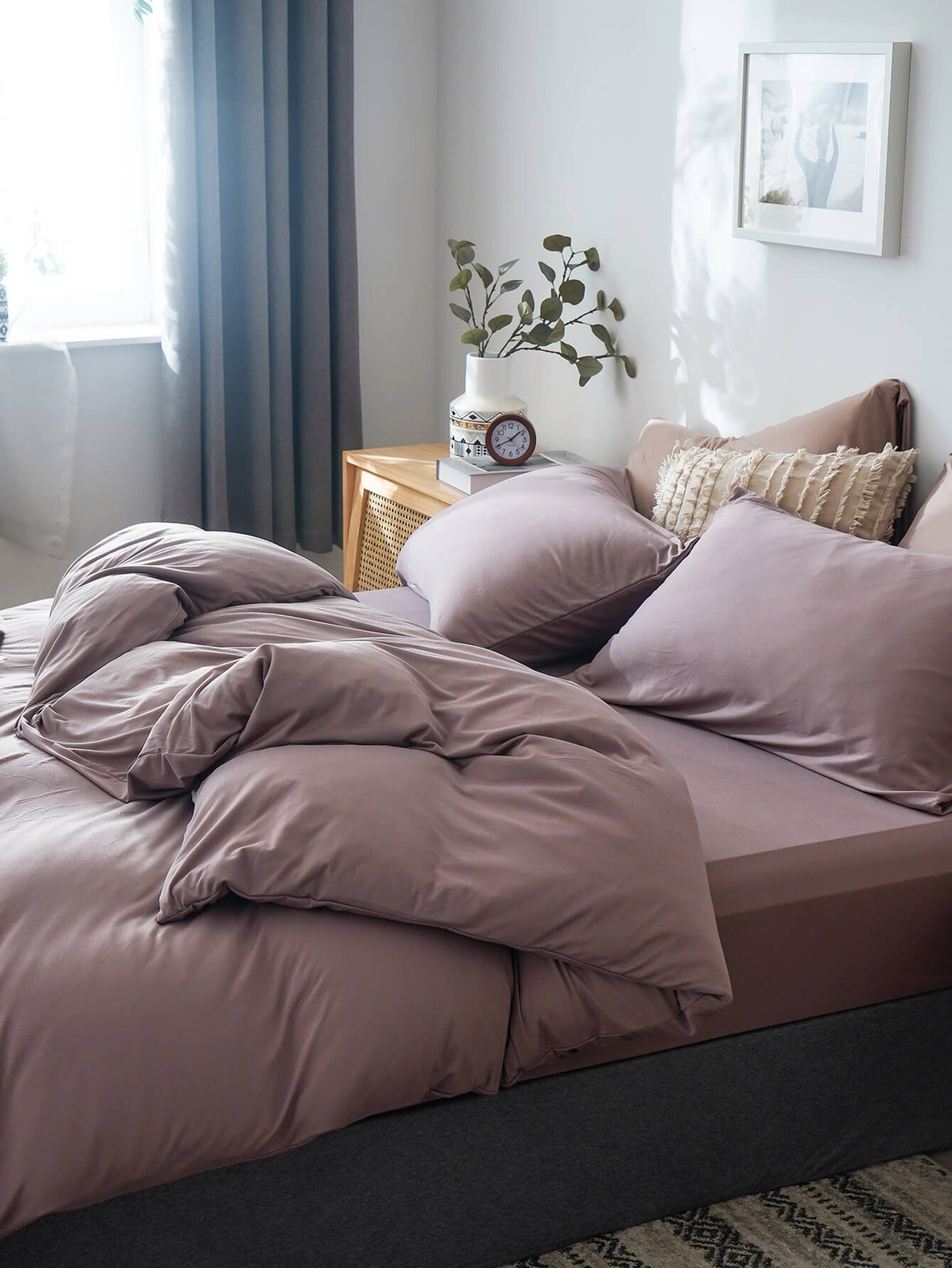 Purple Duvet Cover Set Knitted Solid Color Bedding Set Soft Etsy