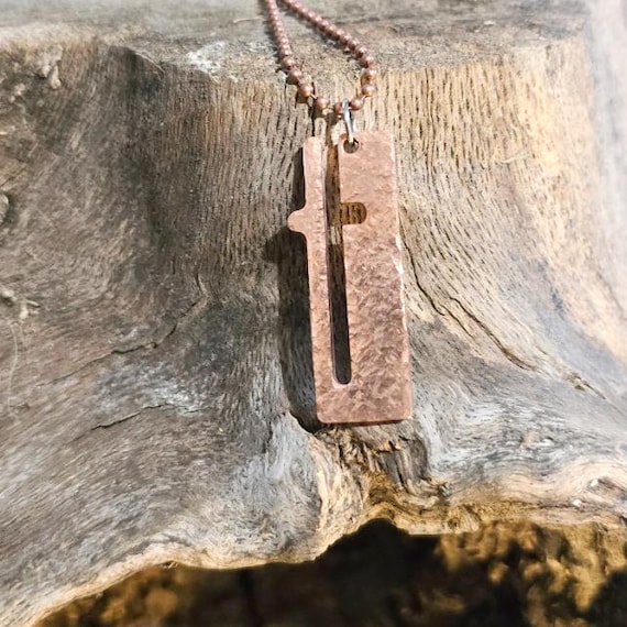 Hand Forged Cross, Copper or Titanium - Trinity Cross Pendant 