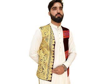 Afghan 2 Different Style Velvet Waistcoat Embroidered Waistcoat