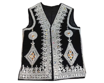 Afghan traditional hand made embroidered waistcoat for men
