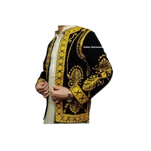 Beautiful Afghani hand made velvet vest with Beautiful Golden braided embroidery