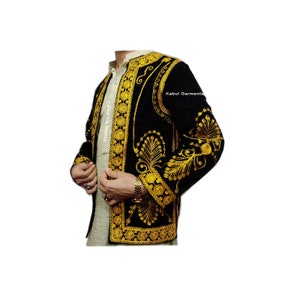 Beautiful Afghani hand made velvet vest with Beautiful Golden braided embroidery