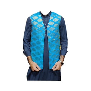 NEW Afghan traditional hand made Blue color waistcoat