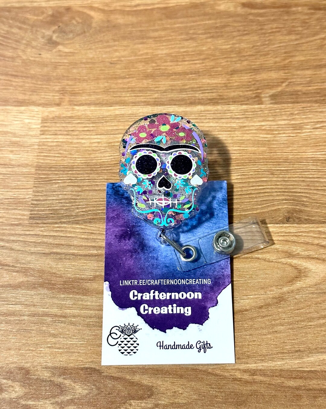 Sugar Skull Badge Reel Dia De Los Muertos Retractable Badge Etsy