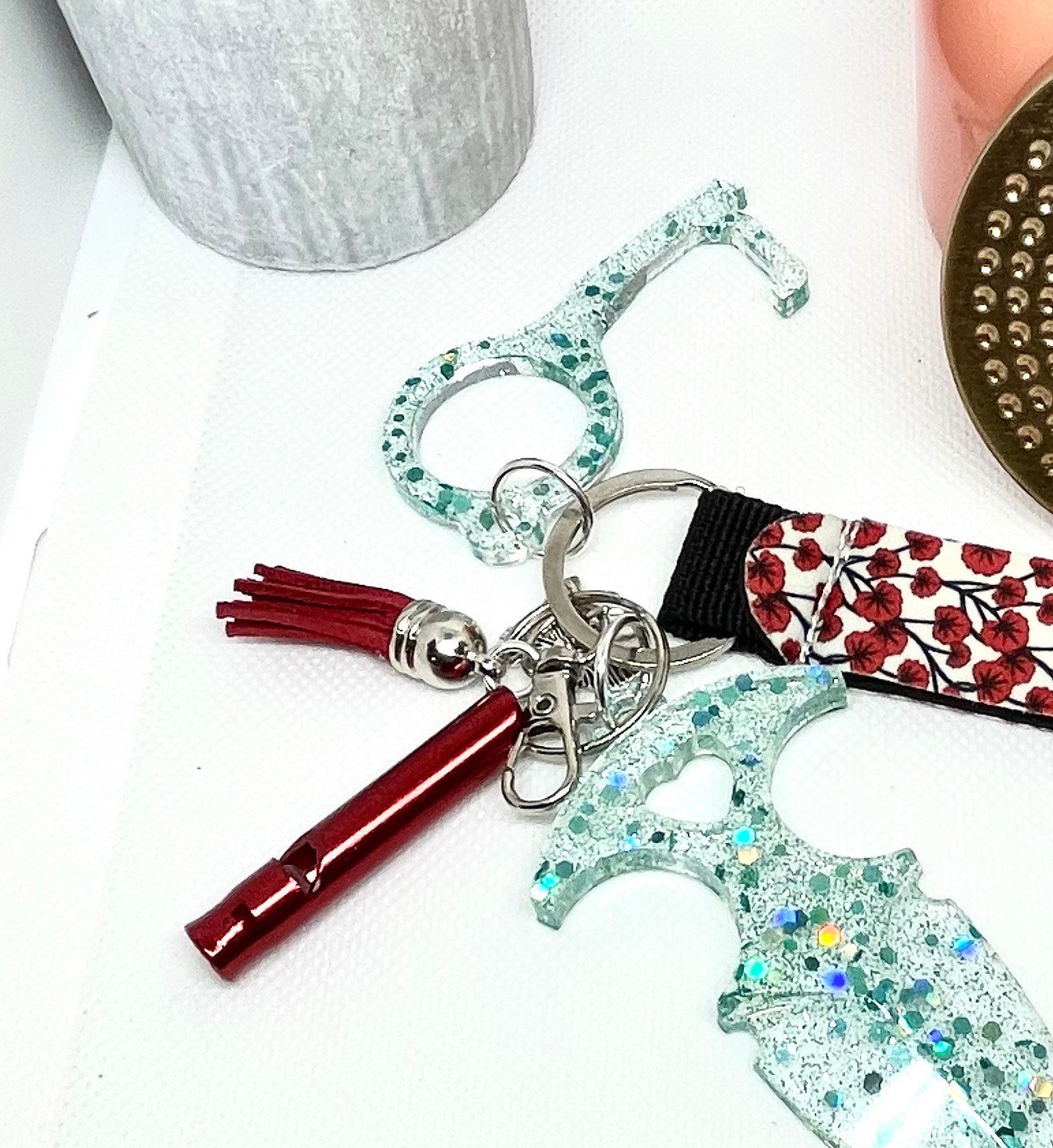 Handmade Resin Safety Keychain for Women with Whistle Etsy