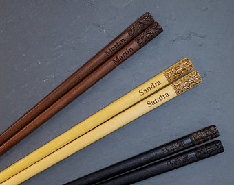 Personalised Wood Chopsticks Chopstick Personalise Chop Sticks Stick Personalize Engrave Sushi Custom Name Unique Gift Japanese Chinese