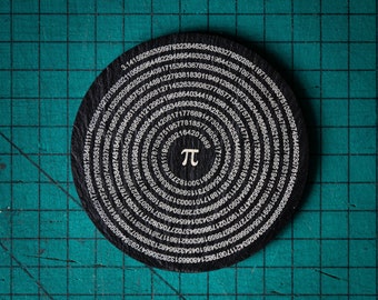 Welsh Slate Pi to 1000 Decimal Places Coaster Unique Gift Maths Mathematics Homeware Birthday Felt Back Christmas Idea
