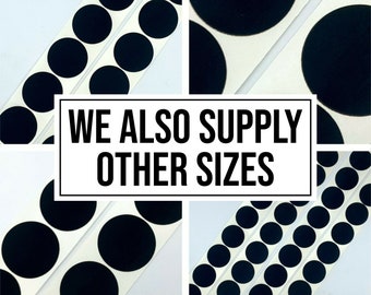 Pack of 20 black felt baise circles - Adhesive backed. Choose the size range you need and add the exact size in the personalisation box