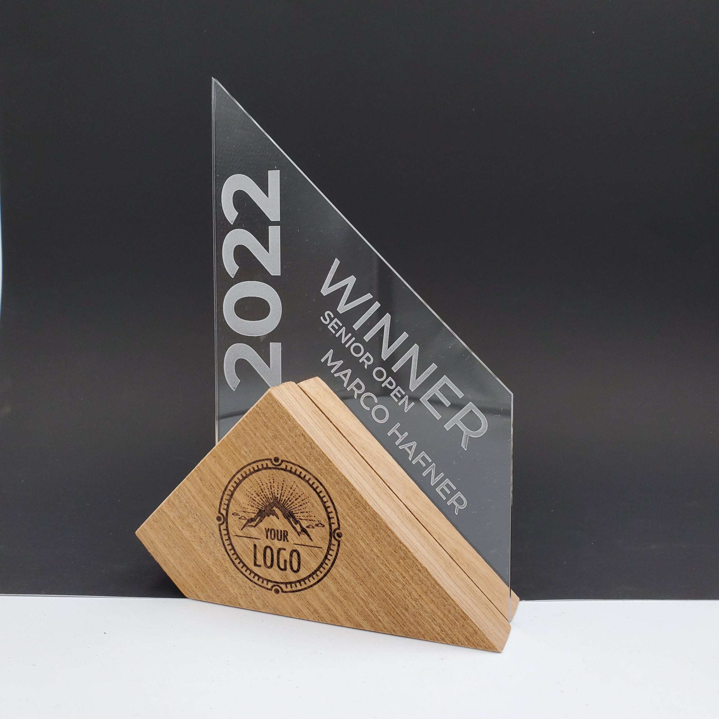 Premio madera grabada FS-10-2311 logotipo empresa trofeo personalizado