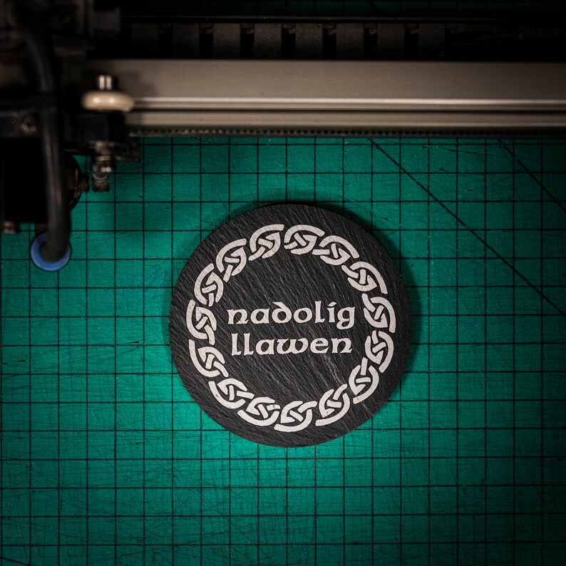 Welsh Slate Christmas Coaster Welsh Language Gift Xmas Nadolig Llawen ...