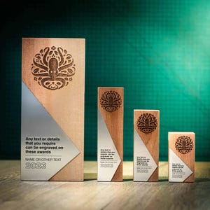 Personalised Wooden Trophy Obelisk Award Personalized Bespoke Design Custom Modern Plaque Wood Running Unique Small Medium Large Customize