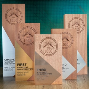 EPIC AWARD. Personalised Wooden Trophy Personalized Bespoke Design Custom Modern Plaque Wood Running Unique Small Medium Large Customize