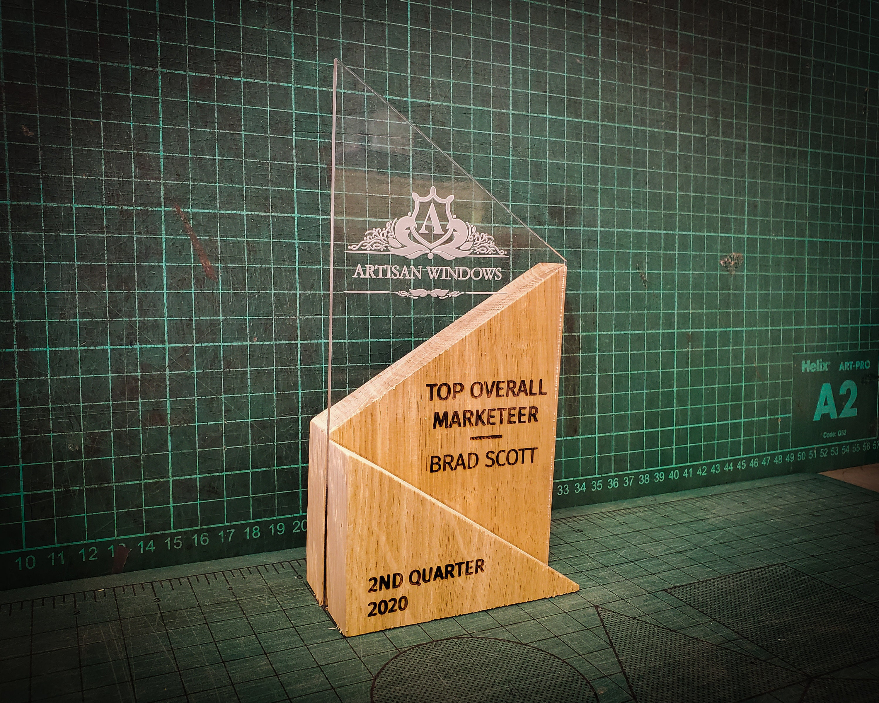 Personalised Wooden Acrylic Trophy Award Personalized Bespoke Etsy