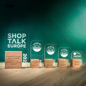 Troféu de acrílico de madeira personalizado LEAF, design personalizado, placa moderna de madeira, única, pequena, média e grande, personalizável