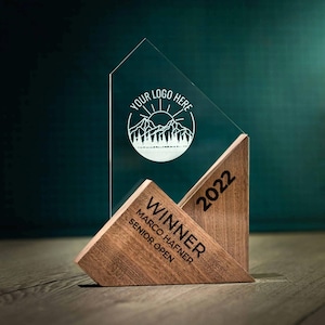 SIERRA Award - Personalised Trophy Award Personalized Bespoke Design Custom Modern Plaque Wood Unique Customize