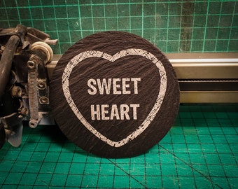 Personalised Welsh Slate Lovehearts Coasters Single Set of 6 Valentines Unique Gift Special Present Loved One Gift Idea Personalized