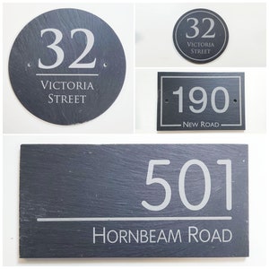Welsh Slate House Sign Plaque Door Number Engraved Black Quality Gate