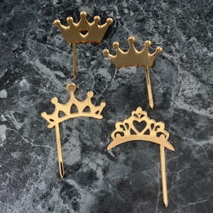Laser SVG FILE | Set of 4 Crown Cupcake Toppers | Cupcake Topper File | Princess Cupcake Toppers | Tiara
