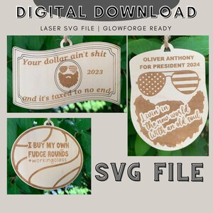 Rich Men North of Richmond Laser SVG File | Car Charm | Ornament |Set of 3 designs | Glowforge SVG | #workingclass