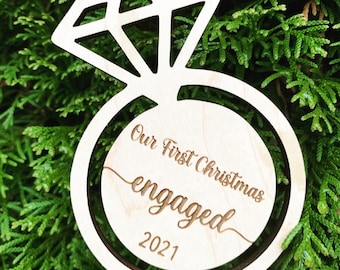 First Christmas Engaged Ornament SVG file | Laser Cut File | Glowforge SVG | Aeon laser