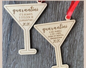 COVID Ornament SVG file | Set of 2 designs | Glowforge SVG |  Quarantini Recipe | 5 O'clock Somewhere | Laser cut file