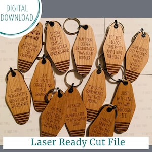 Snarky Keychain SVG File | 15 options included | Laser cut file | SVG file | Glowforge | AEON | Thunder Laser