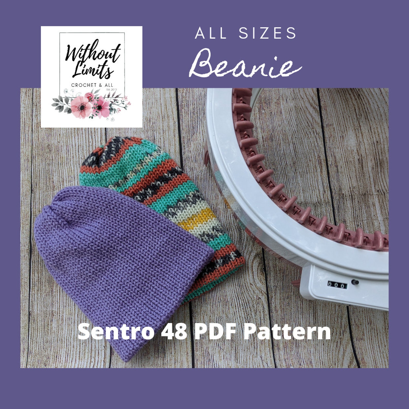 Knit Beanie With Sentro Pattern all Sizes Etsy