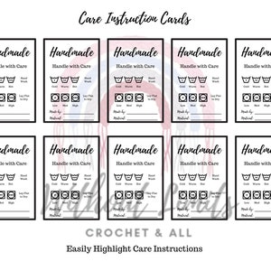 Care Instuction Cards Printable PDF