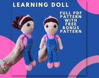 Ms. R Learning Doll Crochet Pattern PDF; Low Sew