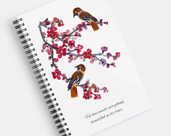 Diario cristiano «Gorriones y flores de cerezo», cuaderno de versículos bíblicos