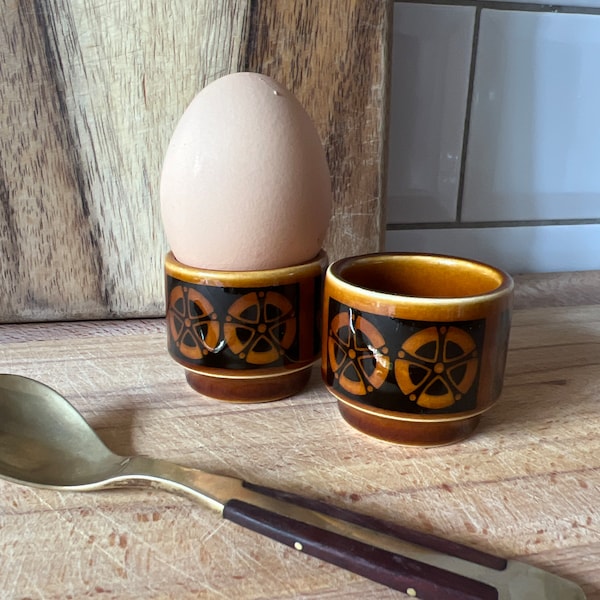 Pair of vintage Hornsea egg cups rare pattern Gourmet