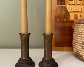 Trench art vintage candlestick holders - shell cases military hardware