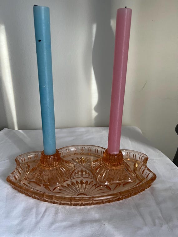 Vintage pressed glass dressing table set Vintage pressed glass dressing table set