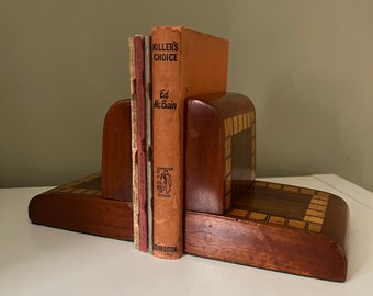Vintage handmade chunky wooden bookends