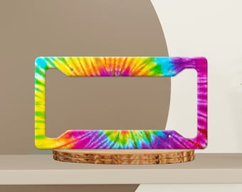 Tie Dye License Plate Frame, Colorful Design Car Accessory Vehicle License Holder, Unique Gift for New Drivers