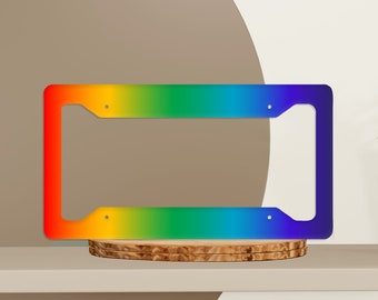 Vibrant Rainbow License Plate Frame, Gradient Pride Car Accessory, LGBTQ+ Support Vehicle Decor, Unique Gift for Equality Allies