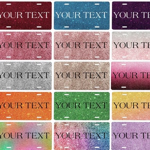 Glitter Personalized Text Front License Plates, Custom Glitter Printed Your Own Words Car Plates, Gift Car Plates