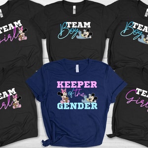 Gender Reveal-team-T-shirt, Keeper of the Gender-T-shirt, Team Boy, Team Girl-T-shirt, baby Gender Reveal Group-T-shirt, bedrukt met muis.
