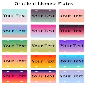 Personalized Text Gradient Colors License Plate, Custom Your Own Text Colored Car Plate, Personalized Aluminum License Plates,Car Accessory