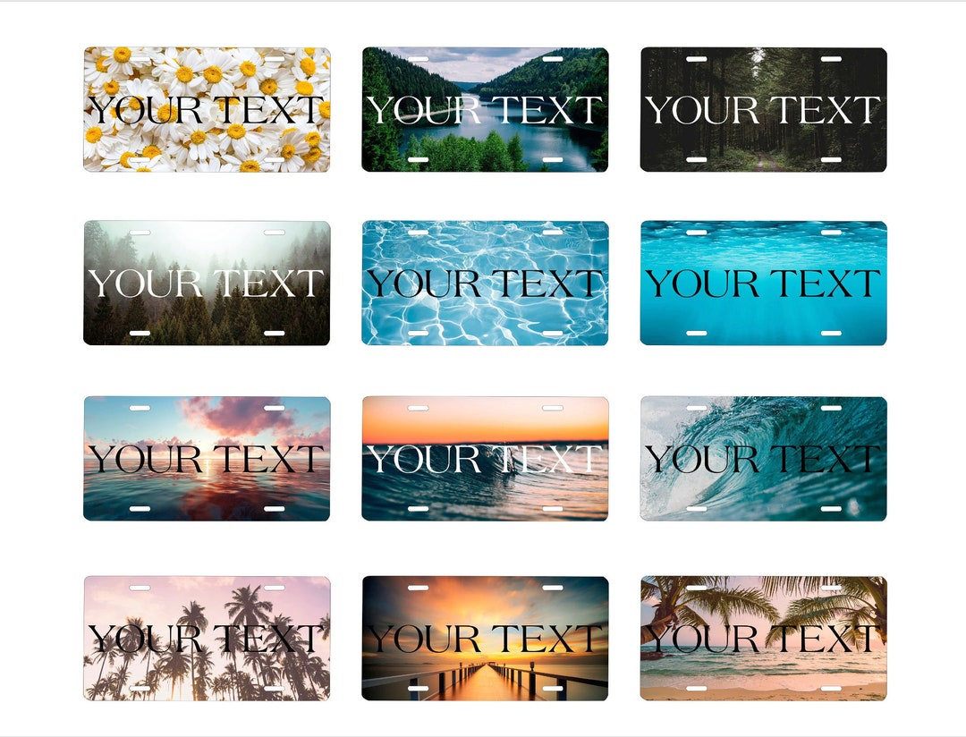 Personalized Text Printed Front License Plate, Custom Nature Background