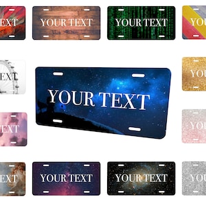 Custom License Plate for Cars & Bikes Tag, Personalized Aluminum Car Accessory, Name Print License Plates, Pattern Background Front Plate