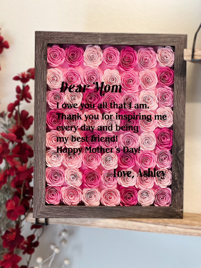 Personalized Shadow Box With Paper Roses for Mother's Day Etsy