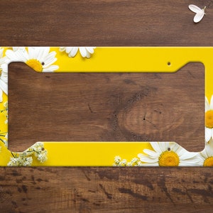 Yellow Daisy License Plate Frame, Vibrant Yellow Daisy Car Accessory Vehicle License Holder, Unique Gift for New Drivers, image 3