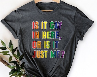 LGBT Shirt, Gay Pride Shirt,Proud Ally Shirt,Gay Lesbian Tee,Is It Gay Here Shirt,LGBTQ Shirt,Lesbian Shirt, Rainbow Shirt, Retro LGBT Shirt
