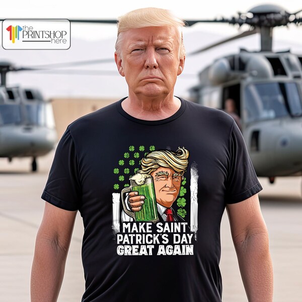 Donald Trump Make Saint Patrick's Day Great Again Retro Shirt, St Patrick's Day Tee, Trump Drinking Green Beer, Holiday Trump Supporter Gift